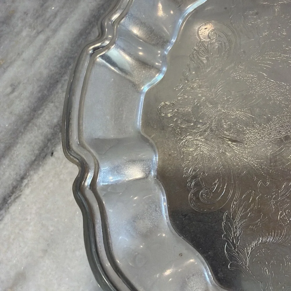 Vtg Leonard Silver Plate Footed Serving Tray Vanity Display 14